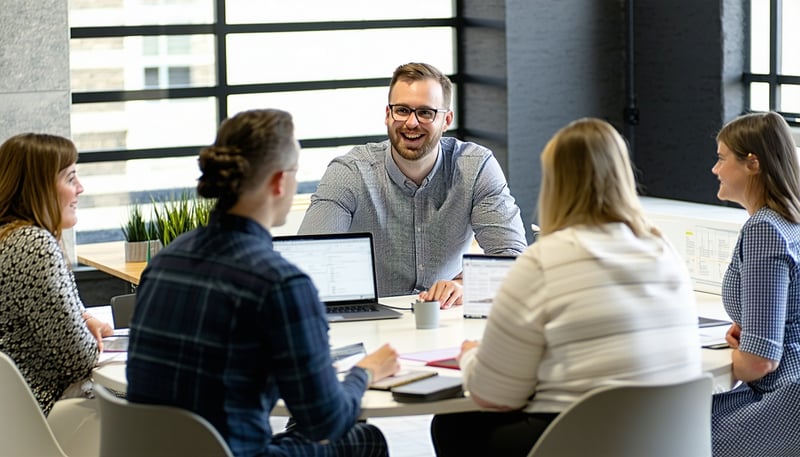 E Squared consultants collaborating on CRM and marketing automation strategy
